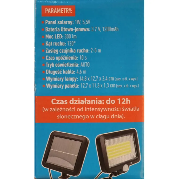 Lampa Solarna Z Czujnikiem Ruchu I Zmierzchu