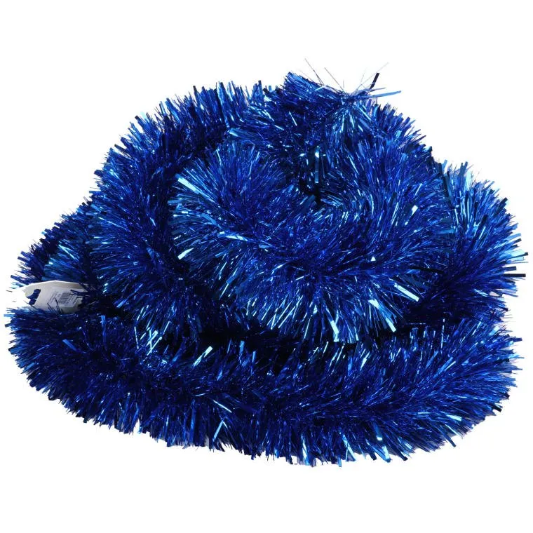 Łańcuch Choinkowy Z Folii Metalizowanej, 10cm X 3m, Grubo/Cienkocięty - Granatowy