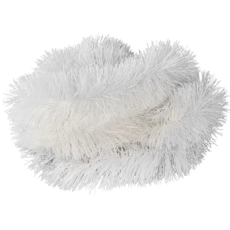 Gęsty Łańcuch Choinkowy Z Białej Metalizowanej Folii 10cm X 300cm
