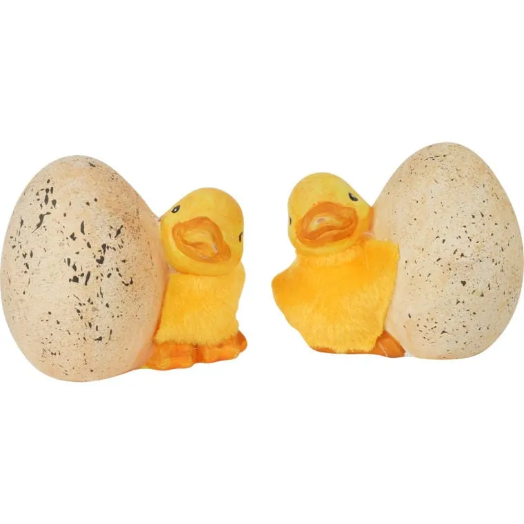 Ceramiczna Figurka Wielkanocna Kaczka Z Jajkiem W Żółtym Kolorze