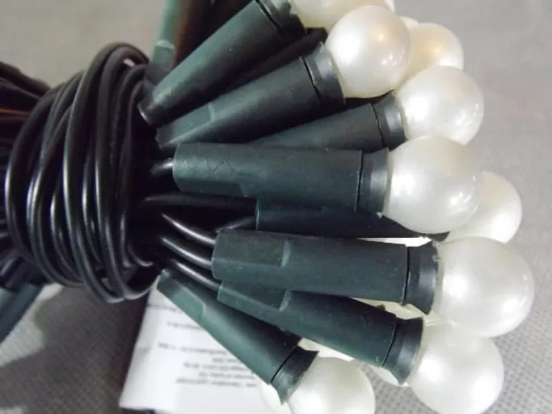 Lampki Choinkowe W Kształcie Perłowych Kulek 100l, 220V-240V, 6m Długości, Zasilanie Sieciowe - Białe