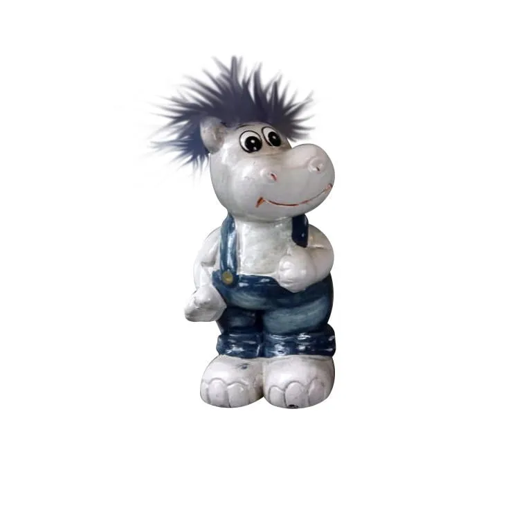 Ceramiczna Stojący Hipopotam Z Pierzastą Czuprynką 9x4 cm