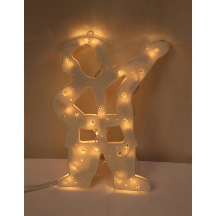 Świetlna Dekoracja Świąteczna - Figurka Mikołaja Z 20 LED, Kolor Biały, Zasilanie Sieciowe