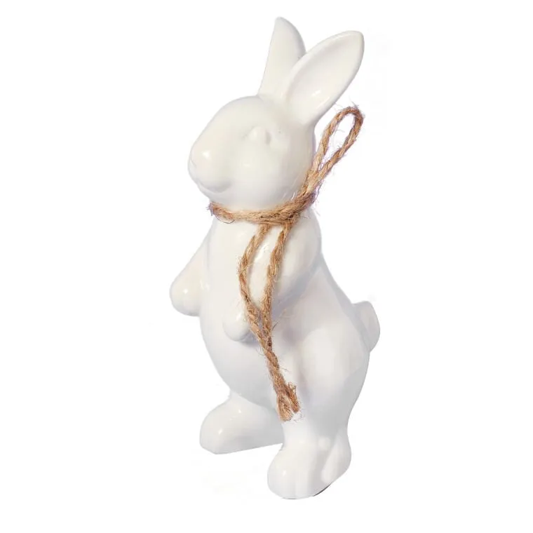 Zajączek Ceramiczny Figurka Stojąca - Biała