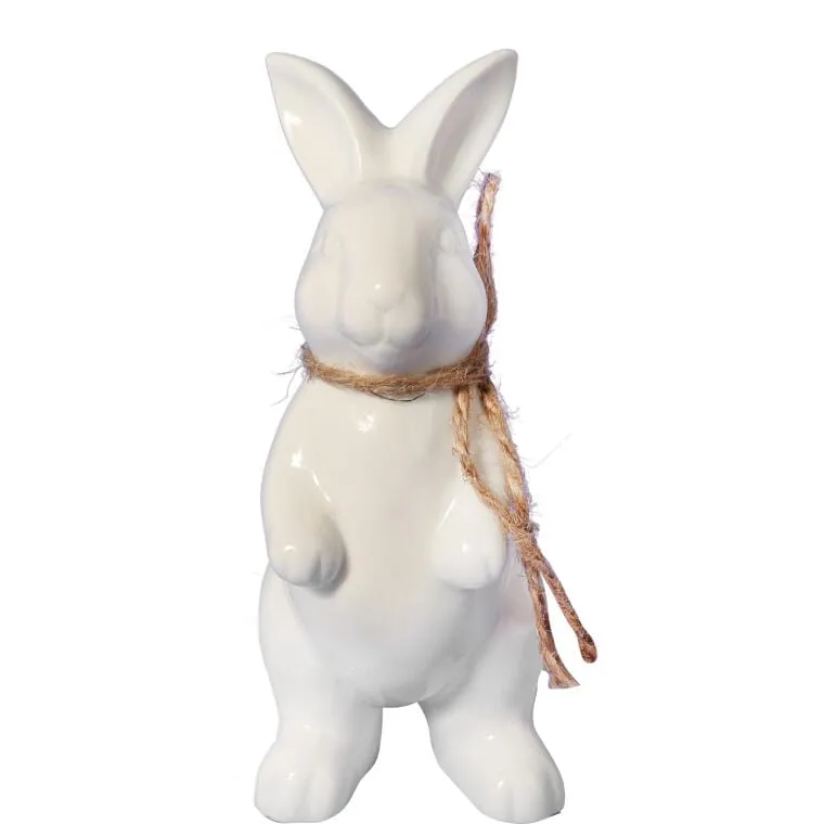 Zajączek Ceramiczny Figurka Stojąca - Biała