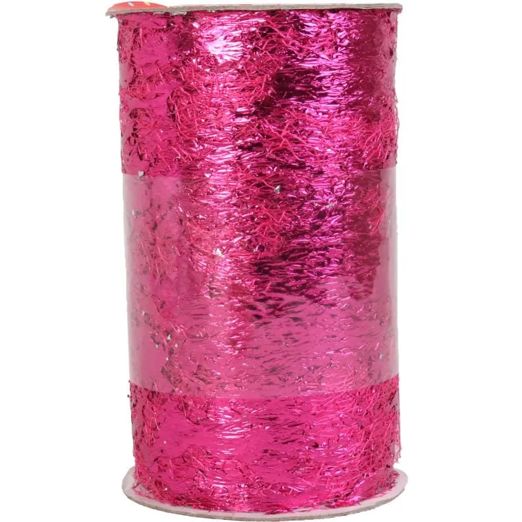 Różowa Organza Dekoracyjna Na Szpuli - Błyszcząca, Wielkość: 2.75cm X11.5 cm