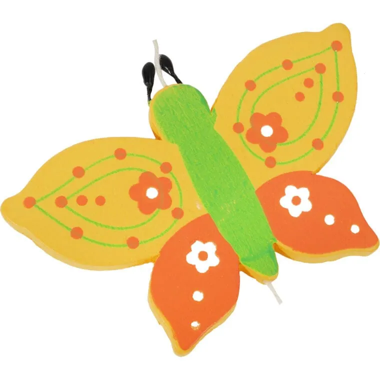 Girlanda Wiosenna Z Pomarańczowymi Motylkami I Kwiatami - Zawieszka Drewniana 120cm