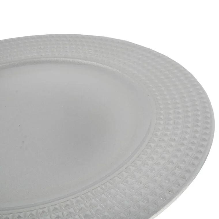 Podtalerz Dekoracyjny Srebrny Kwadraciki 33cm - Element Stolowego Nakrycia Na Uroczystości I Święta