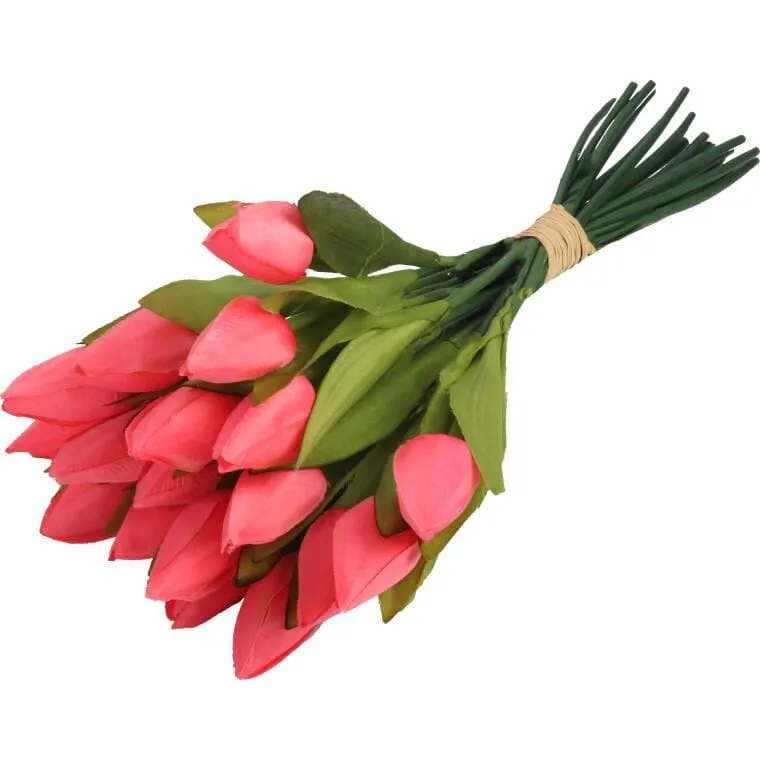 Bukiet 18 Sztucznych Tulipanów W Kolorze Różowym O Wysokości 33cm