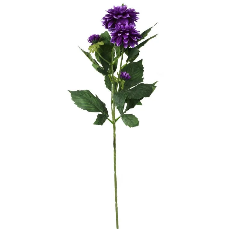 Gałązka Sztucznych Dalii W Kolorze Fioletowym - 5 szt., Długość 78cm