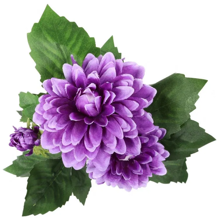 Gałązka Sztucznych Dalii W Kolorze Fioletowym - 5 szt., Długość 78cm