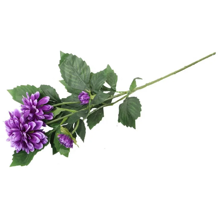 Gałązka Sztucznych Dalii W Kolorze Fioletowym - 5 szt., Długość 78cm
