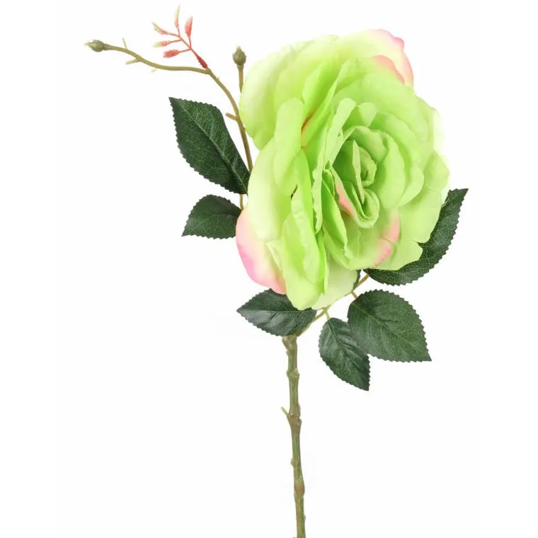 Sztuczna Róża Na Gałązce W Kolorze Zielonym - 70 cm