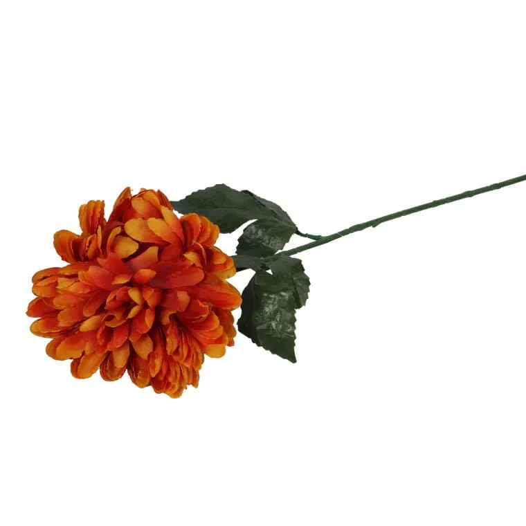 Sztuczna Chryzantema Pomarańczowa 70 cm - Pojedynczy Kwiat Dekoracyjny FI 16 cm
