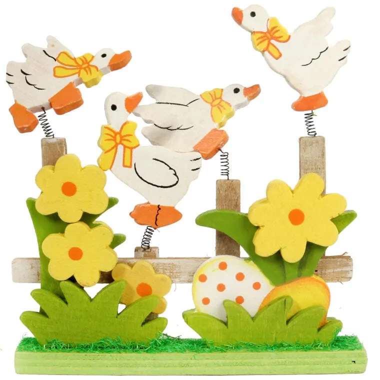 Kaczuszki Na Płotku Dekoracja Drewniana 17 cm