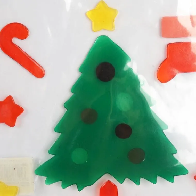 Naklejki Żelowe Samoprzylepne Na Okno Z Choinką 20 cm II