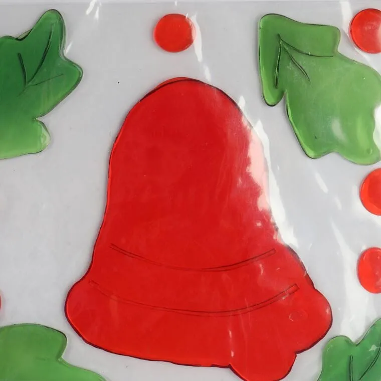 Żelowe Naklejki Na Okno Z Motywem Dzwonka - Świąteczne Dekoracje Samoprzylepne 20 cm