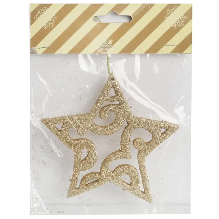 Zawieszka Dekoracyjna Gwiazda Ażurowa Brokatowa 11 cm