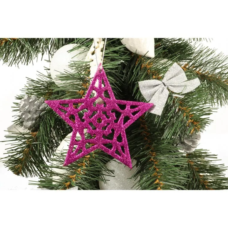 Brokatowa Zawieszka Gwiazda 10 cm - Fioletowa