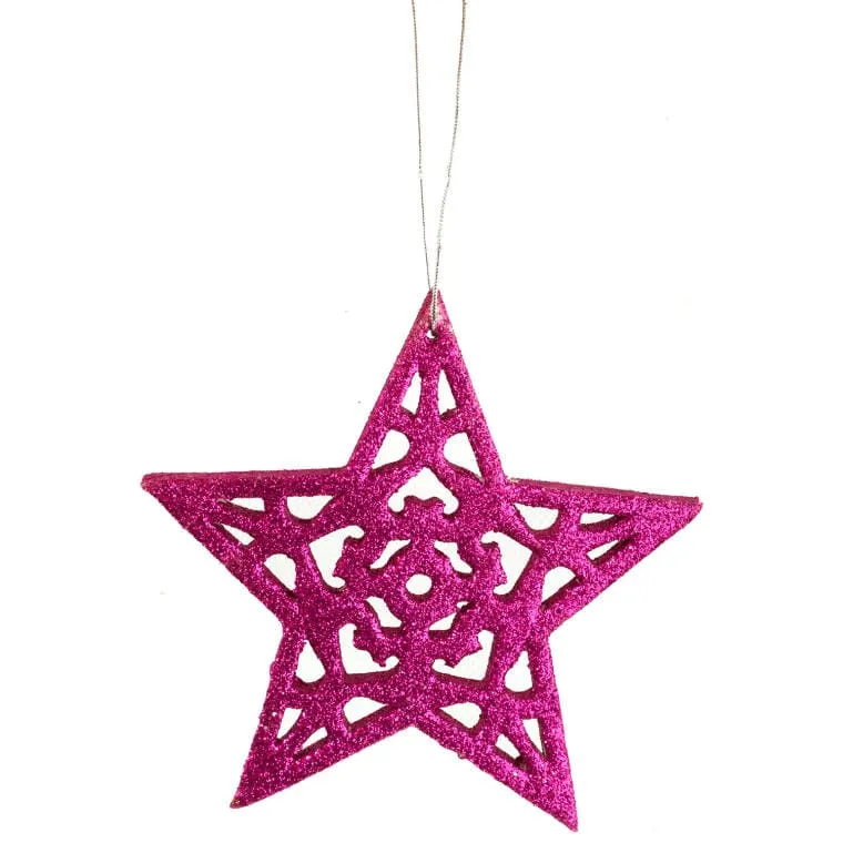 Brokatowa Zawieszka Gwiazda 10 cm - Fioletowa