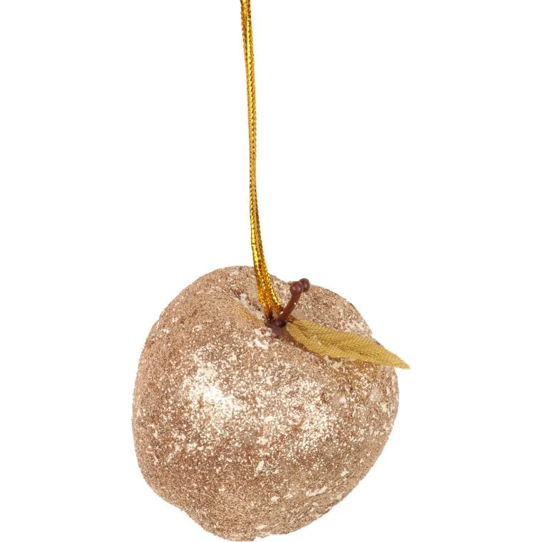 Komplet 6 Zawieszek W Kształcie Jabłek Z Listkiem W Kolorze Złotym