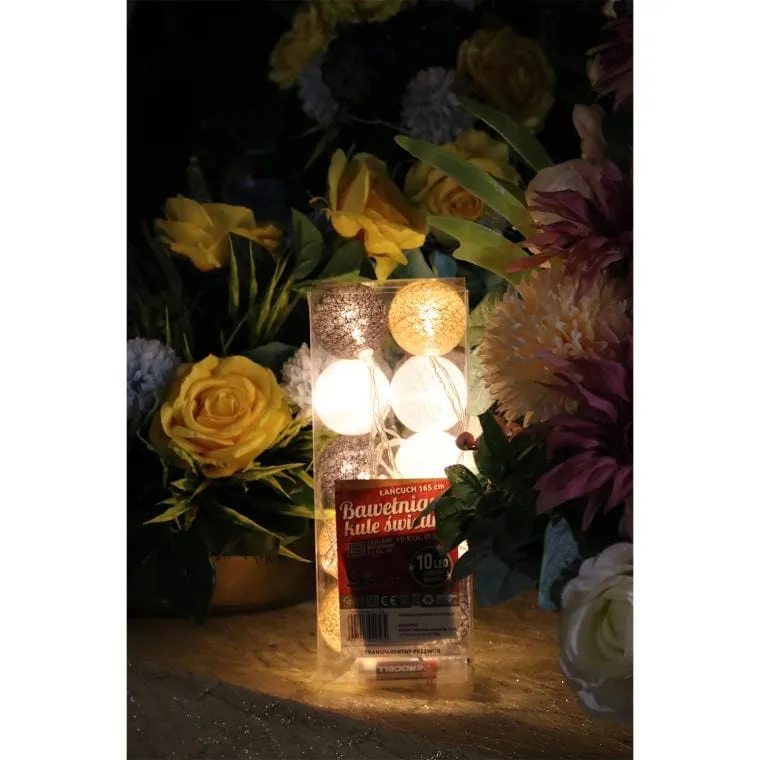 Bawełniane Kule Świetlne LED, 10 Sztuk, Multikolor, Zasilane Bateriami, Fi 5 cm