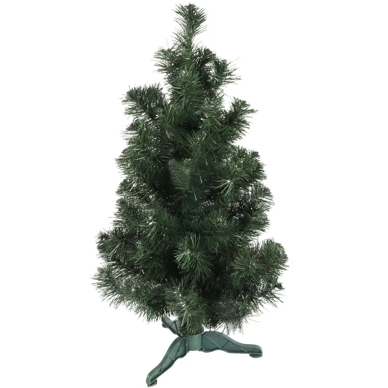 Świąteczna Choinka Dekoracyjna 70 cm Z Stojakiem - Zielono-Srebrna