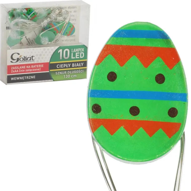 Jajka Girlanda Świetlna Lampki 10LED Wielkanoc - Zielone