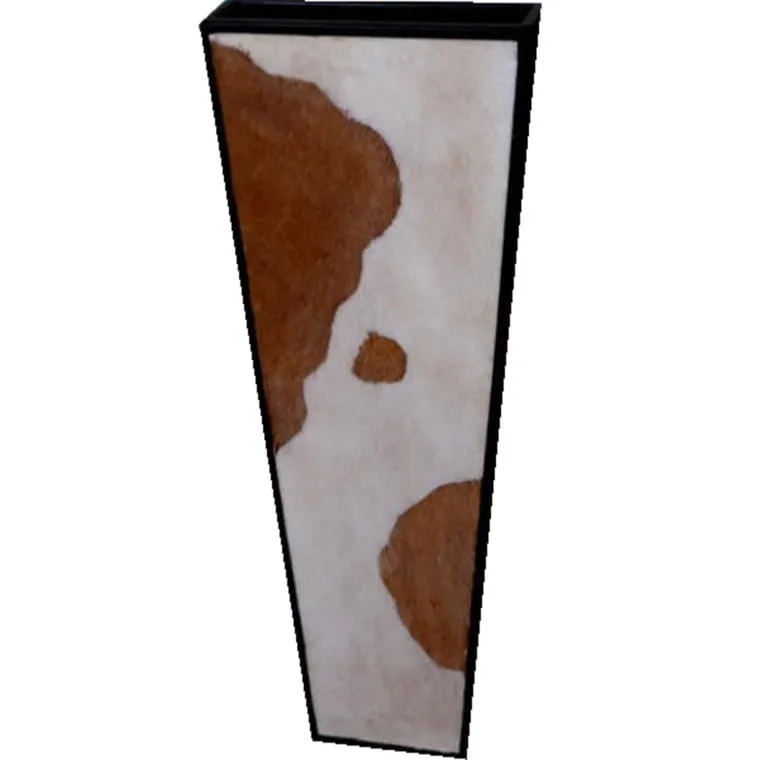 Wazon Trapezowy Z Imitacją Sierści Cielaka 51x23 cm - Biało-Brązowy