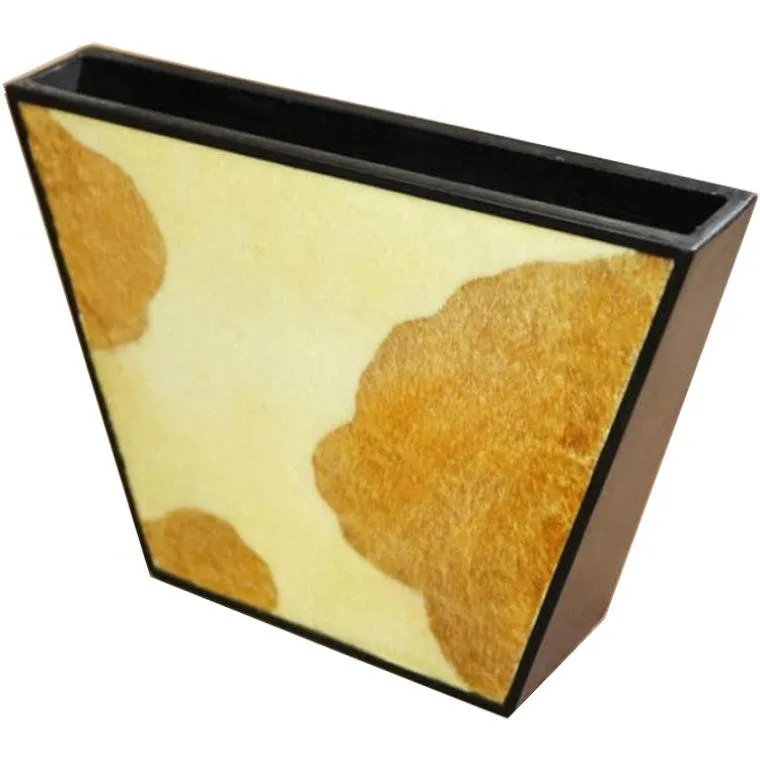 Wazon Trapezowy Z Imitacją Sierści Cielaka 28x40 cm - Biało-Brązowy