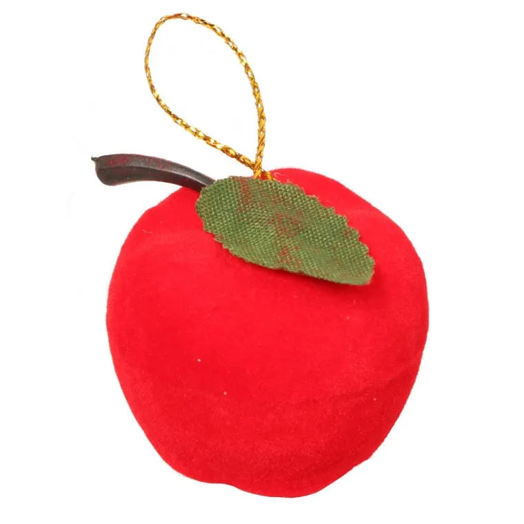 Komplet 6 Czerwonych Jabłek Flokowanych Na Zawieszki