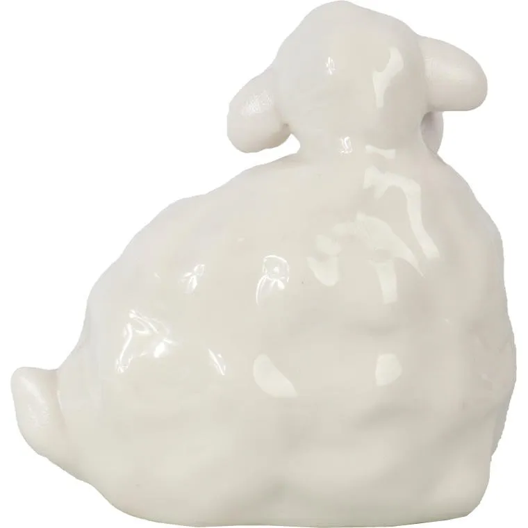 Figurka Ceramicznego Baranka Wielkanocnego Białego
