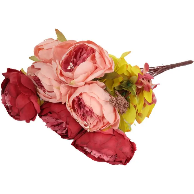 Bukiet 13 Gałązek Piwonii Z Dodatkami Kolor - Czerwony