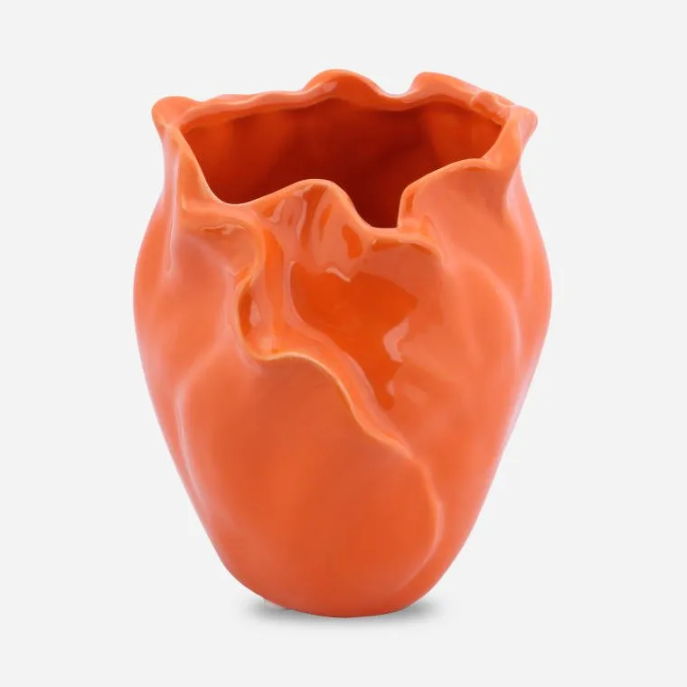 Ceramiczny Wazon Płatek Z Antypoślizgowymi Podkładkami - Pomarańczowy