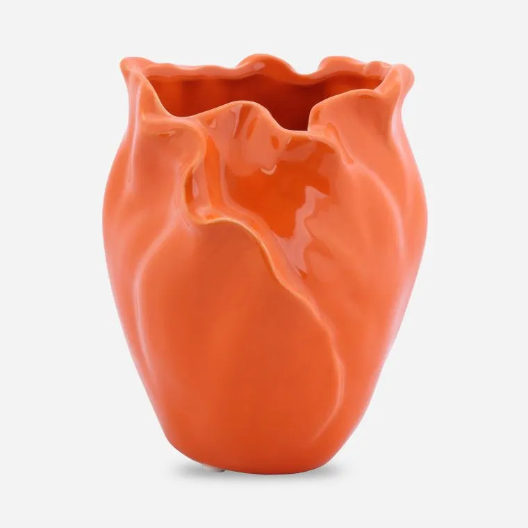 Ceramiczny Wazon Płatek Z Antypoślizgowymi Podkładkami - Pomarańczowy