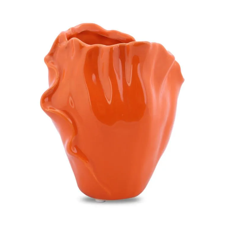 Ceramiczny Wazon Płatek Z Antypoślizgowymi Podkładkami - Pomarańczowy