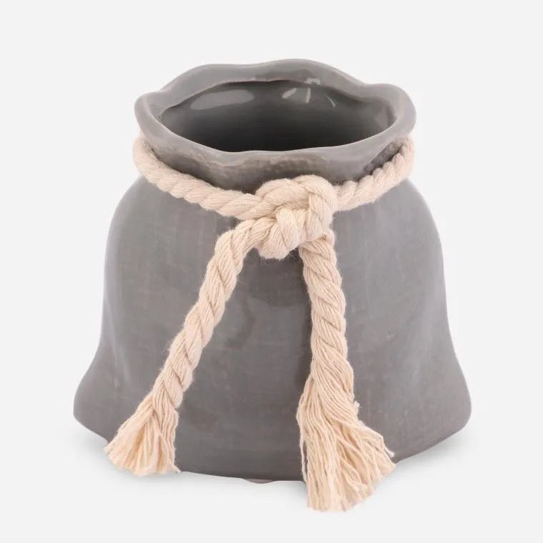 Wazon Ceramiczny Sakiewka W Kolorze Szarym