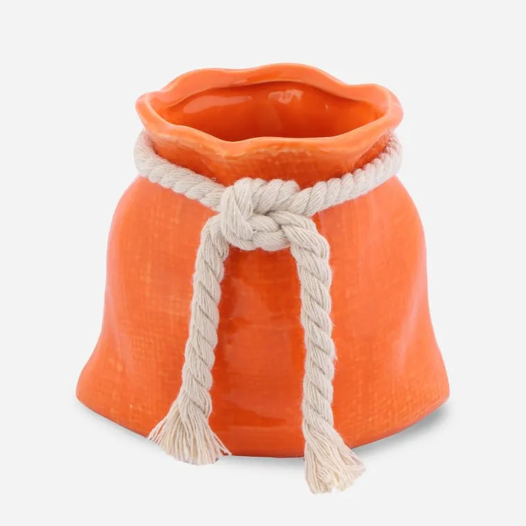 Mini Wazonik Ceramiczny Sakiewka W Kolorze Pomarańczowym