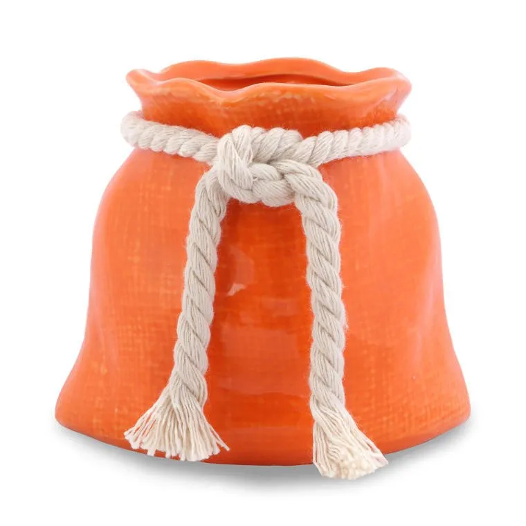 Mini Wazonik Ceramiczny Sakiewka W Kolorze Pomarańczowym