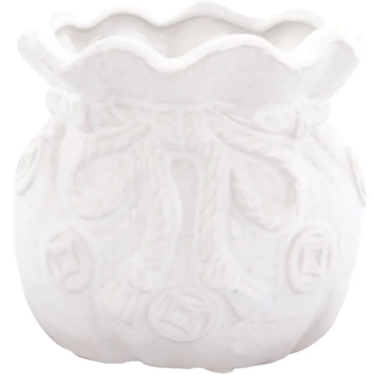 Ceramiczny Wazonik-Skarbonka Sakiewka W Kolorze Białym