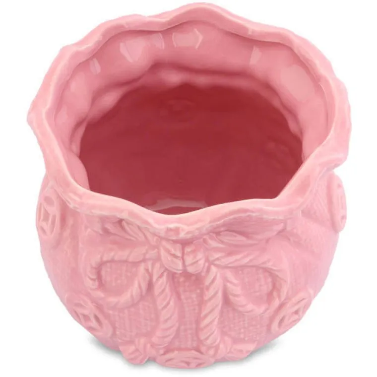Ceramiczny Wazonik-Skarbonka W Kształcie Sakiewki - Różowy