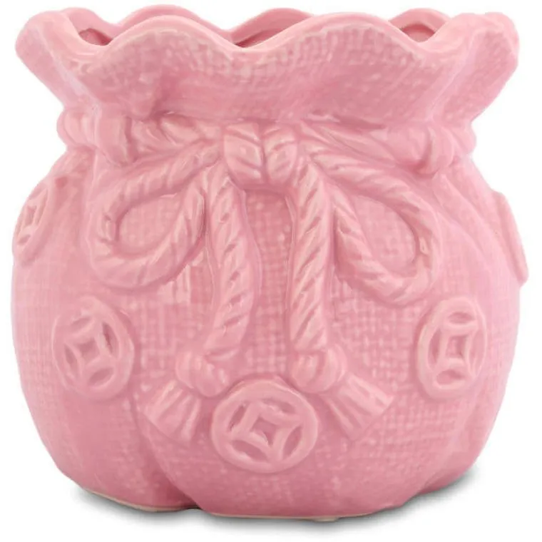 Ceramiczny Wazonik-Skarbonka W Kształcie Sakiewki - Różowy