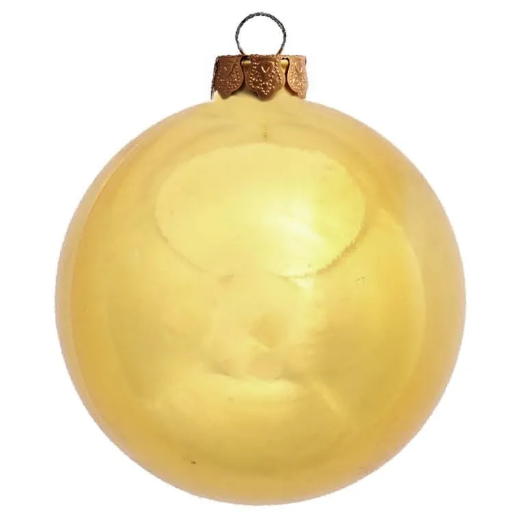 Elegancki Zestaw 6 Złotych Szklanych Bombek Świątecznych Z Czubem