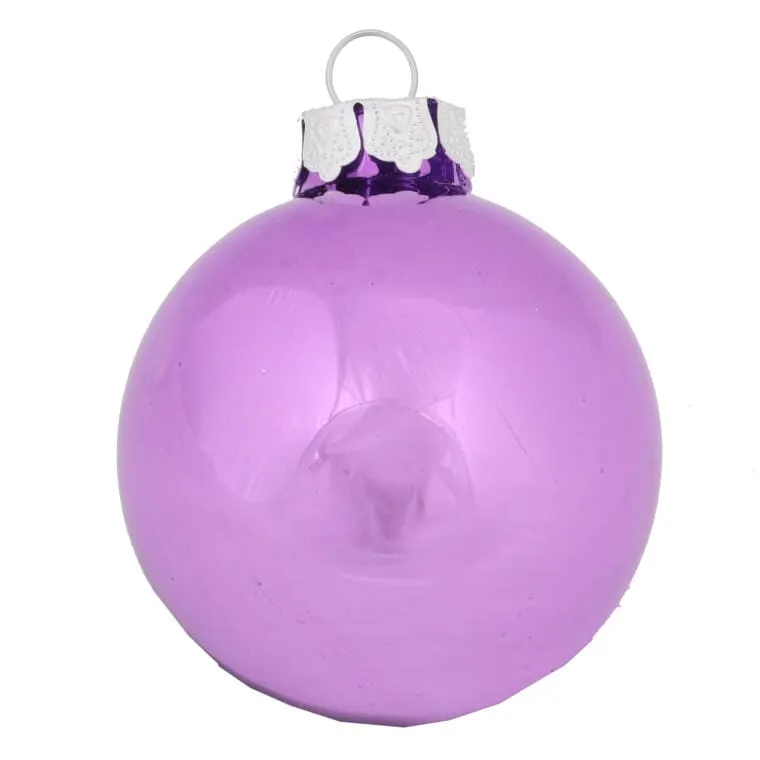 Komplet 5 Eleganckich Fioletowych Bombek Szklanych Z Brokatowym Dekorem, 6 cm