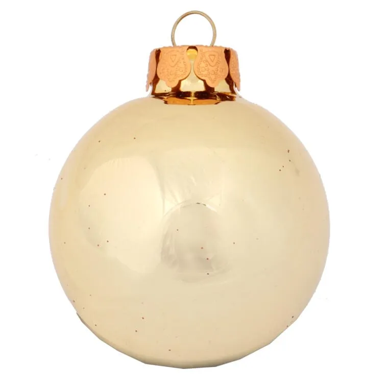 Złote Bombki Szklane Z Brokatowym Dekorem - Komplet 5 szt. 6 cm