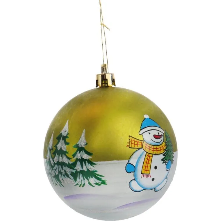 Elegancka Bombka Plastikowa Z Motywem Zimowym 8cm - Kolor Zielony