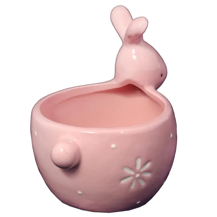 Zając Ceramiczny Podstawka Miseczka - Różowa