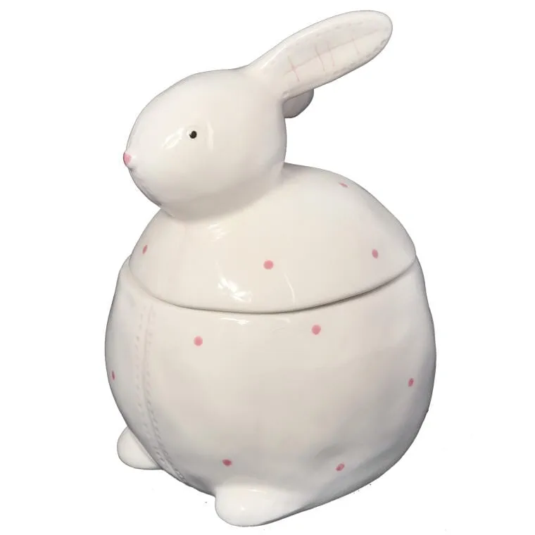 Figurka Wielkanocna - Ceramiczny Pojemnik W Kształcie Zająca, Biały, 20cm