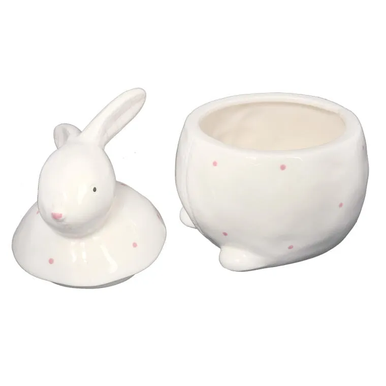 Figurka Wielkanocna - Ceramiczny Pojemnik W Kształcie Zająca, Biały, 20cm