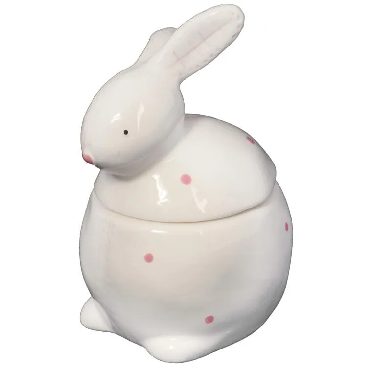 Figurka Wielkanocna - Ceramiczny Pojemnik W Kształcie Zająca, Biały, 13cm